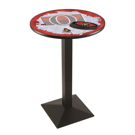 Holland Bar Stool Co 36" Blk Wrinkle Ottawa Senators Pub Table, 28" dia. Top L217B3628OttSen-D2